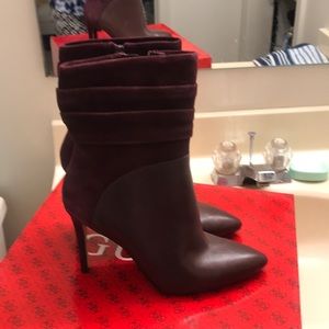 Dark red leather boots